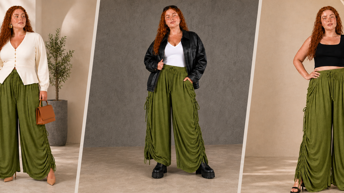 3 Ways to Style Olive Green Drawstring Wide Leg Trousers