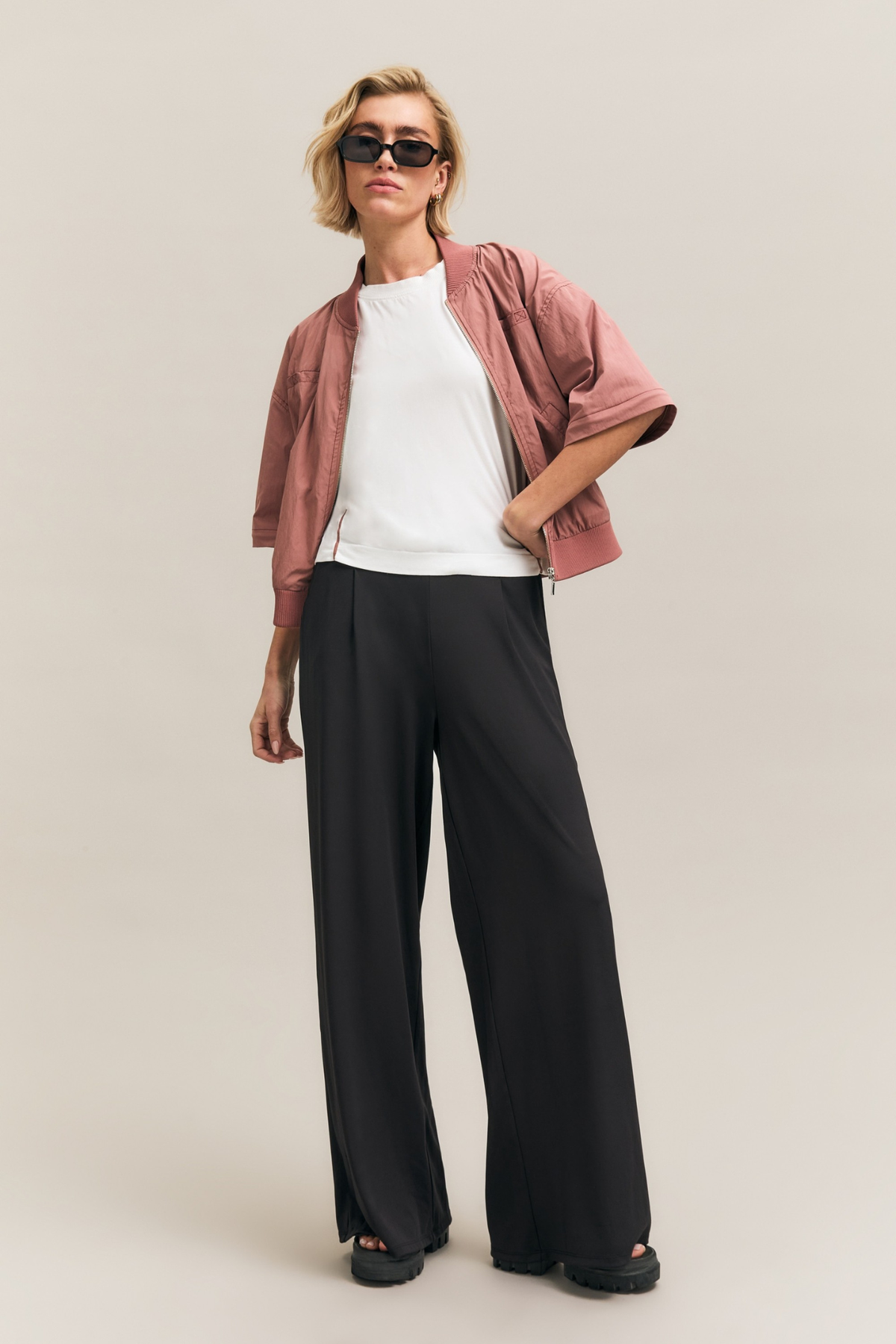 Dusty Rose Zip-Sleeve Bomber Jacket – Staple – view 06