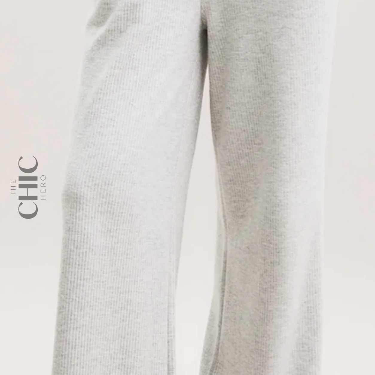 The Chic Hero Stone Grey Pinstripe Wide-Leg Trousers – Terra front product image