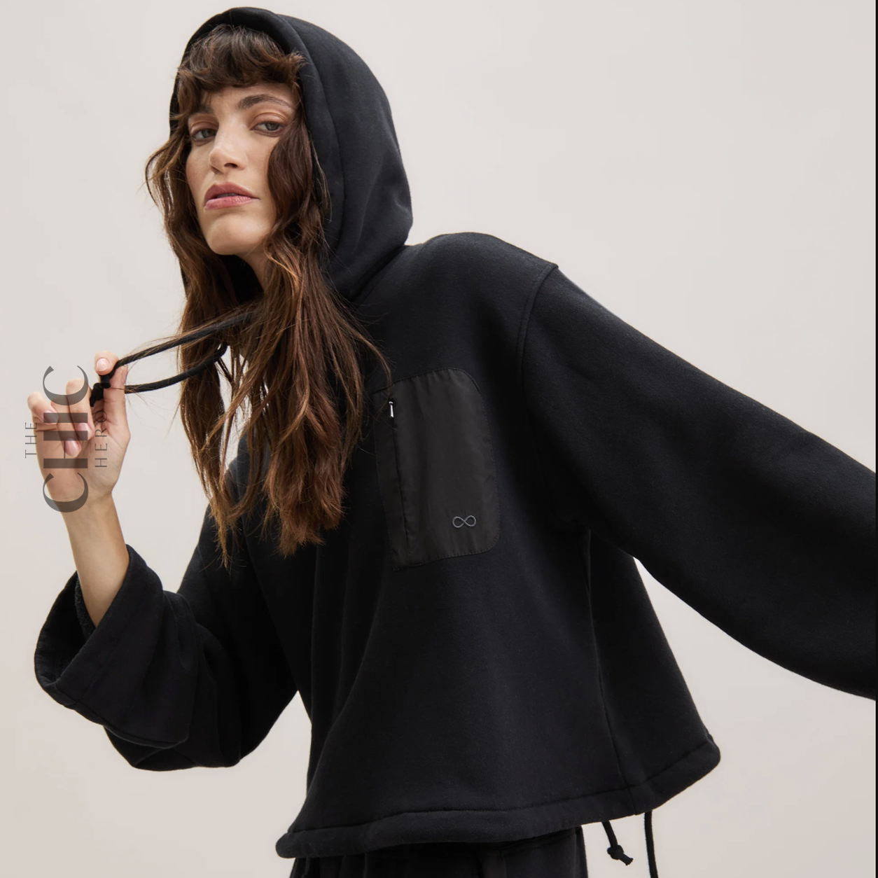 The Chic Hero Black Oversized Cropped Hoodie – Orbit front product image