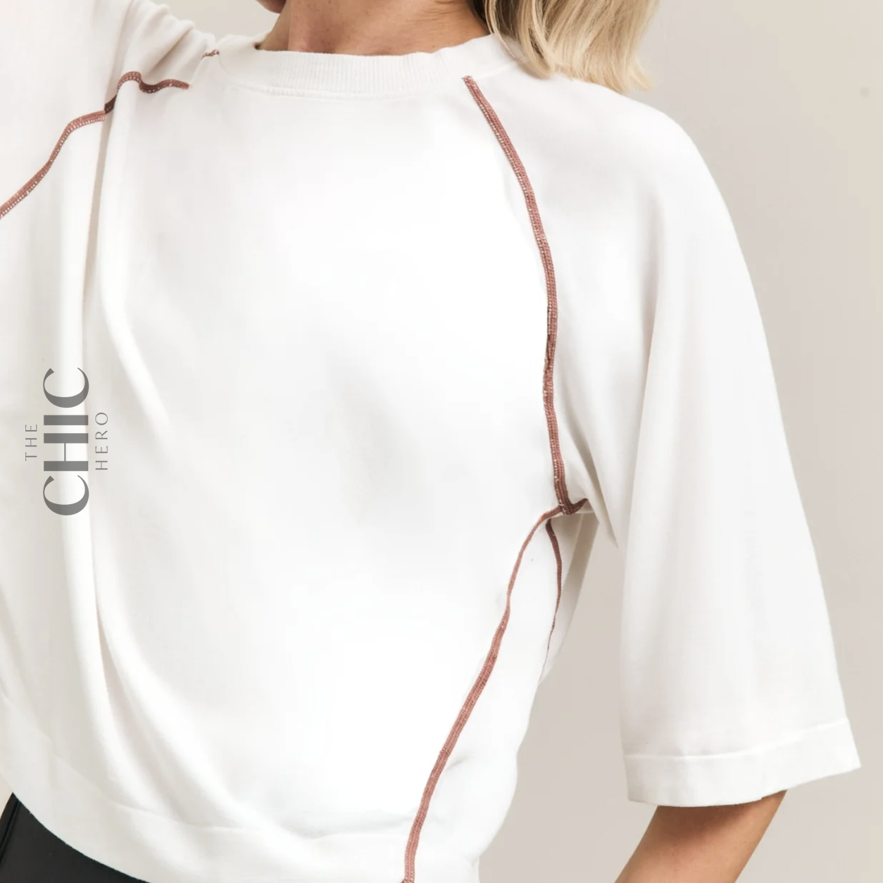 The Chic Hero White Oversized Contrast-Seam Tee – Reform front product image