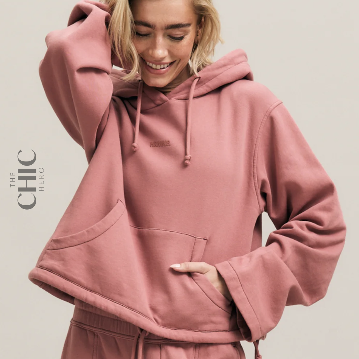 The Chic Hero Dusty Rose Oversized Wide-Sleeve Hoodie – Allure front product image