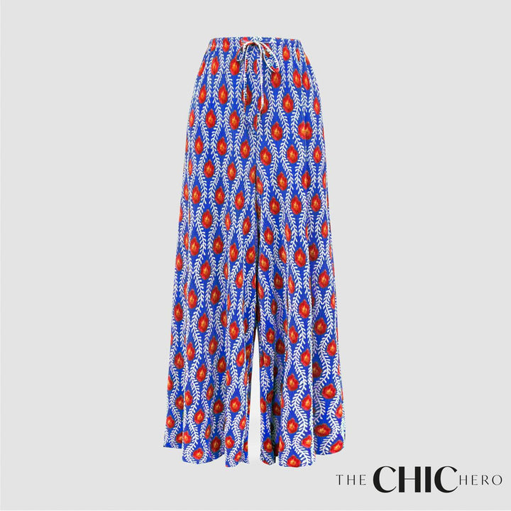 Multi Colour Wave Print Pleated Trousers