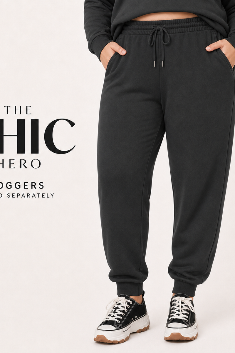 ChicHero women’s plus size brushed-fleece hoodie and jogger set in a relaxed fit