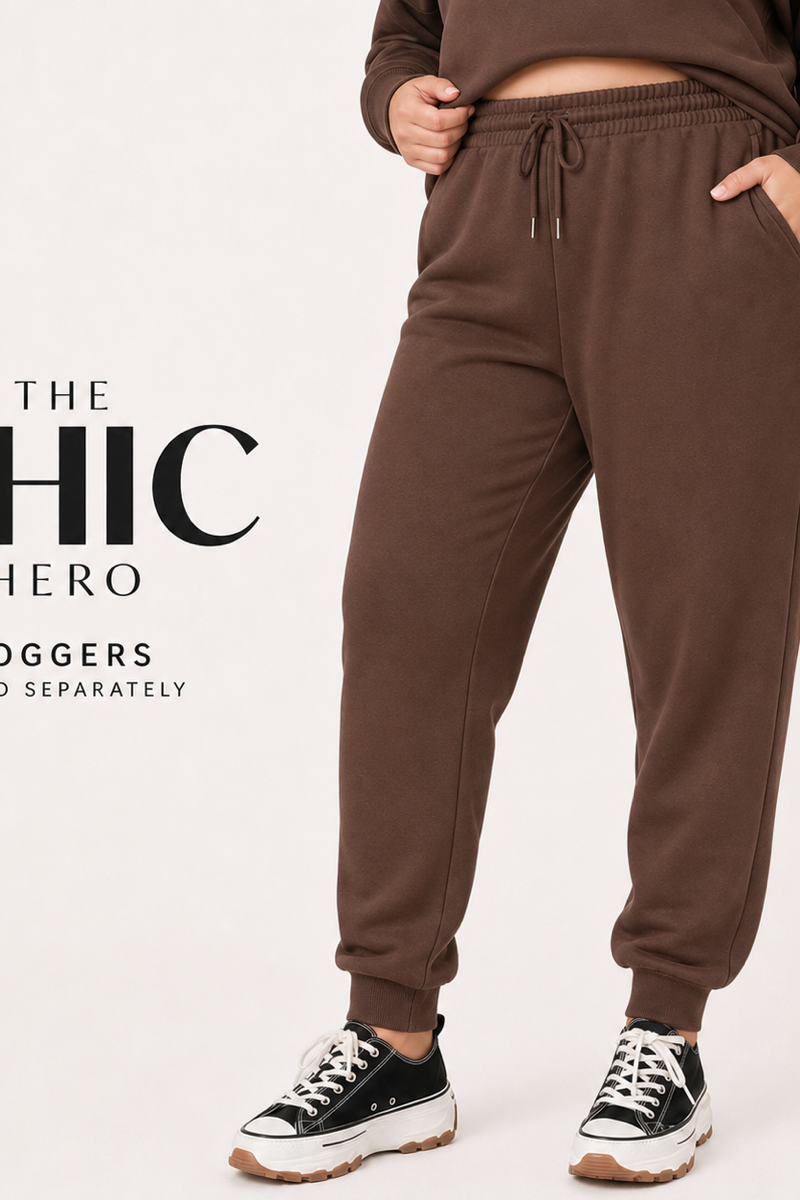 ChicHero women’s plus size brushed-fleece hoodie and jogger set in a relaxed fit