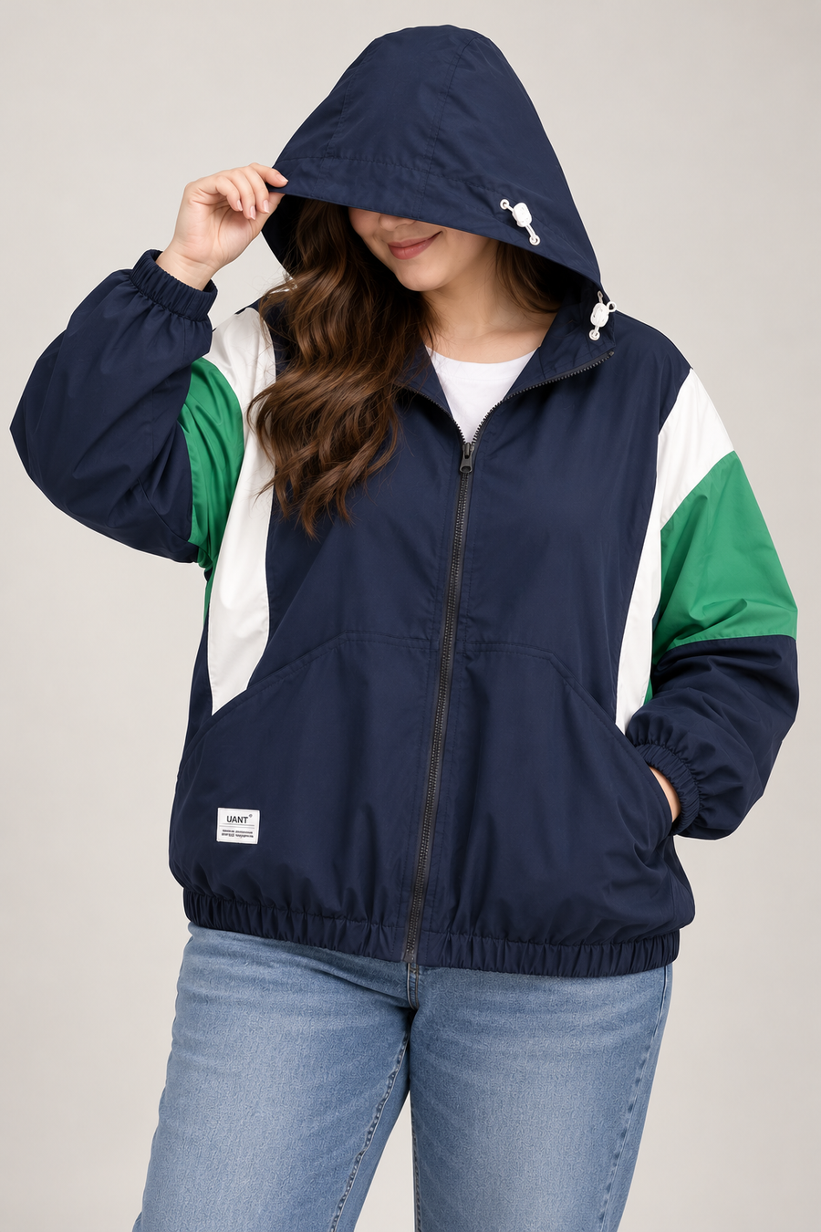 Unisex Colour-Block Hooded Jacket
