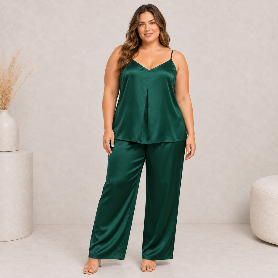 Fluid Satin Touch Cami & Drawstring Trouser Set