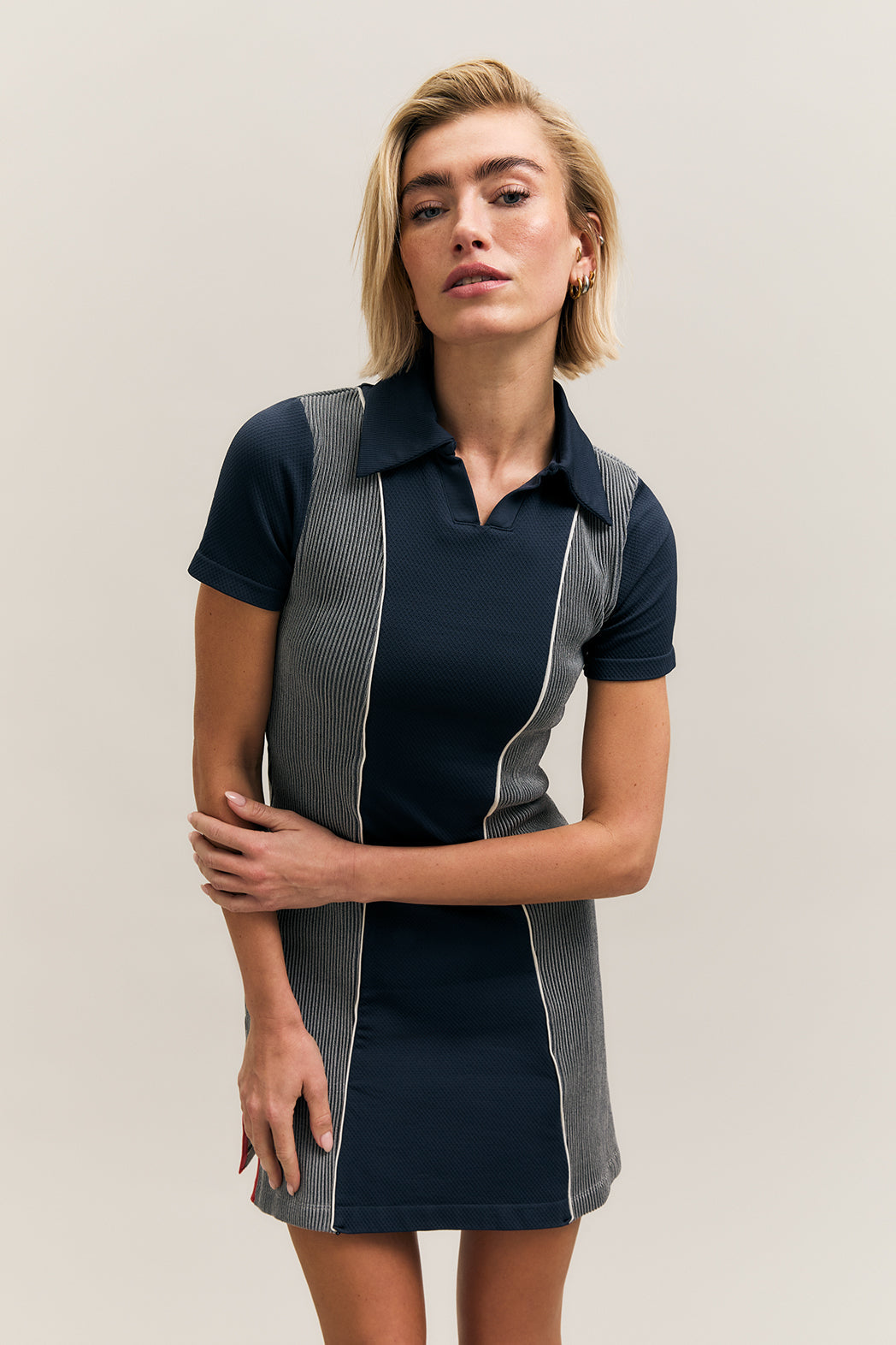 Navy Colour-Block Polo Mini Dress – Field Day – view 02