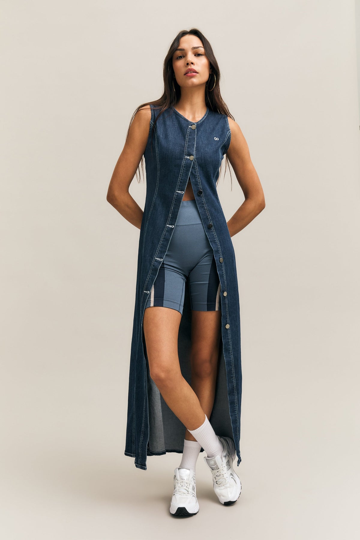Navy Fitted Sleeveless Denim Dress – Pivot – view 07