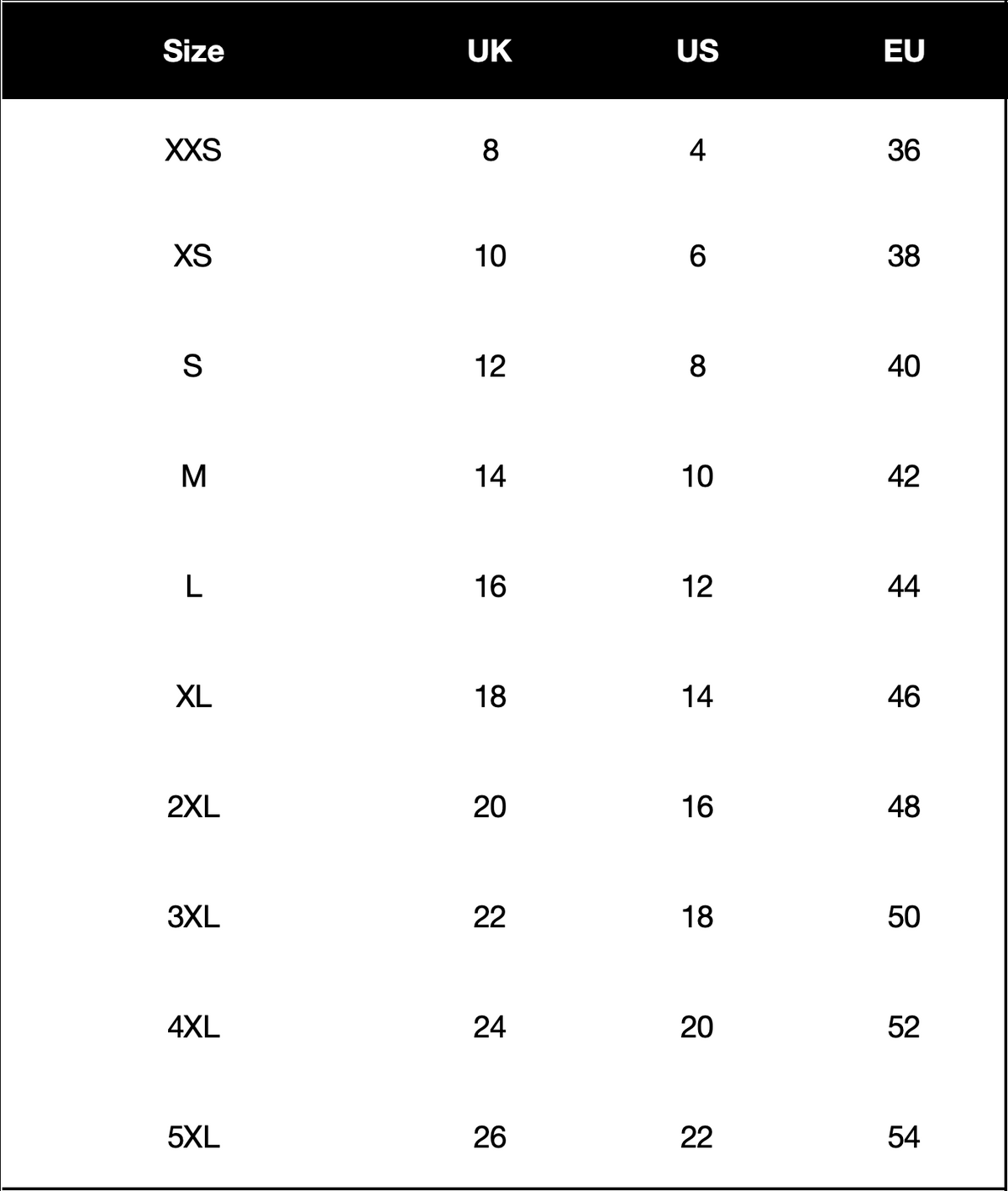 Size Chart