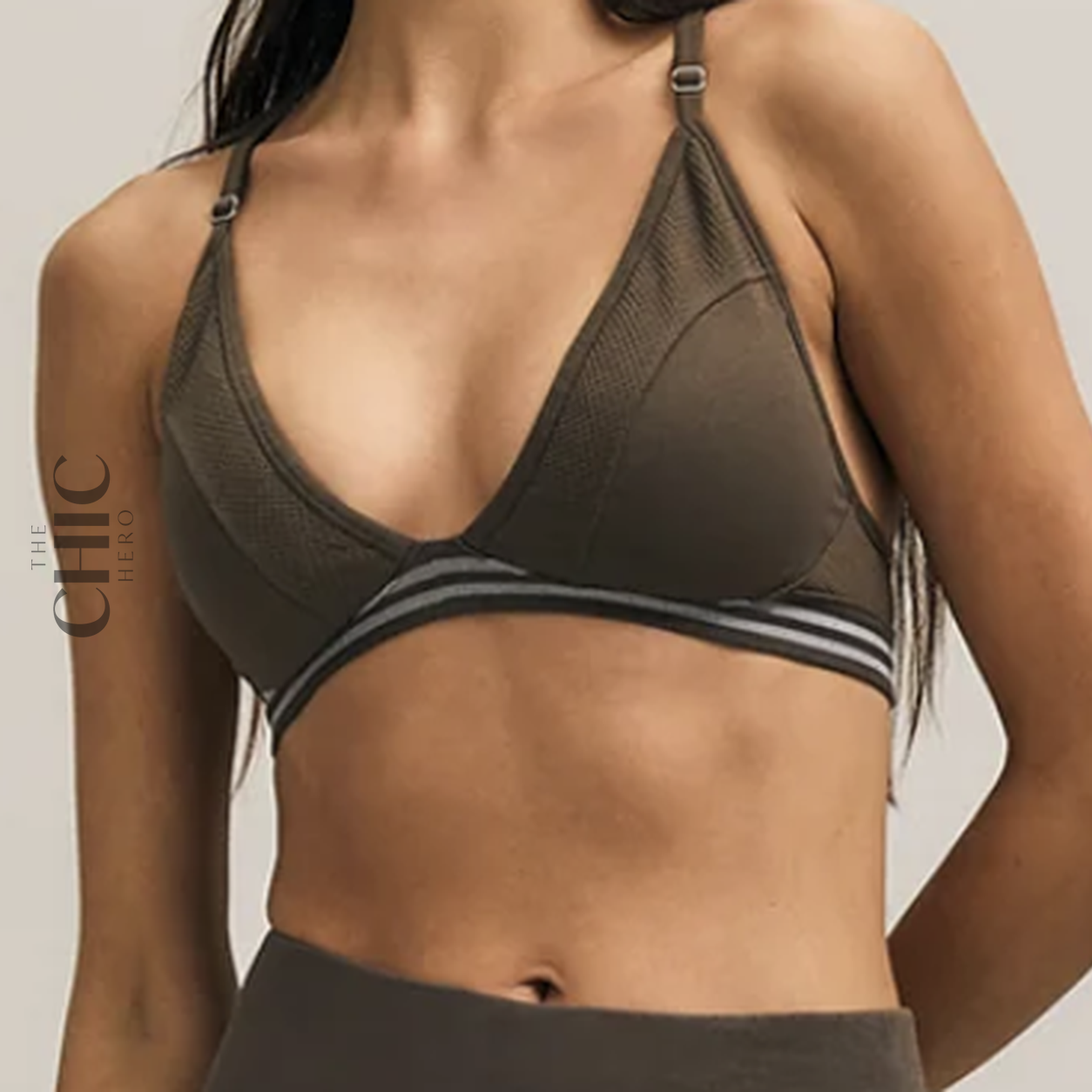 The Chic Hero Espresso Brown Strappy Sports Bra – Surge front product image