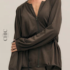 The Chic Hero Espresso Brown Zip Blouson Jacket – Airflow Lux front product image