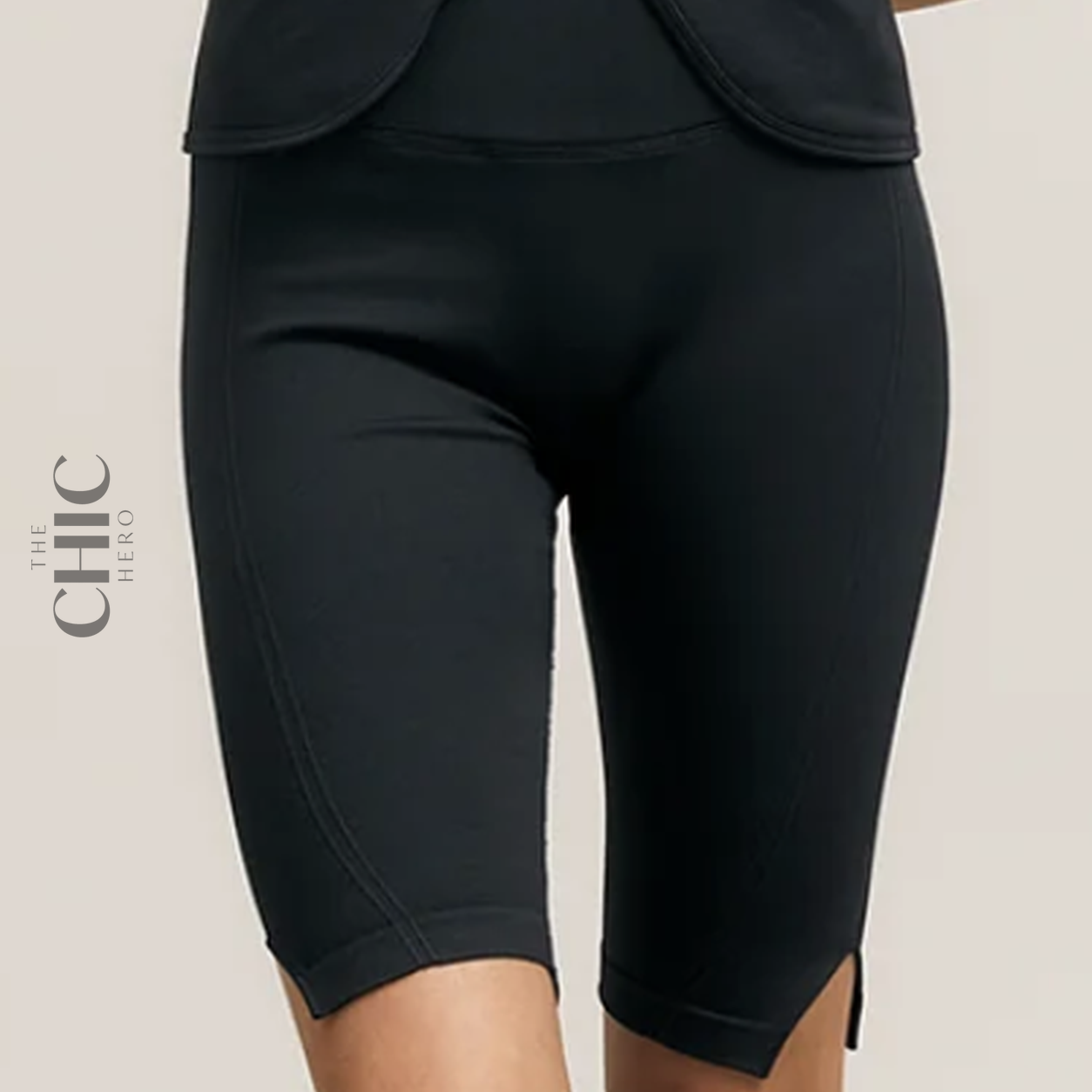 The Chic Hero Black High-Waist Pedal-Pusher Shorts – Pulse front product image