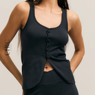 The Chic Hero Black Scoop-Neck Longline Tank – Pulse front product image