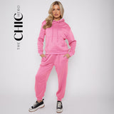 2pcs Oversized Drop Shoulder Drawstring Thermal Hoodie & Sweatpants Sets