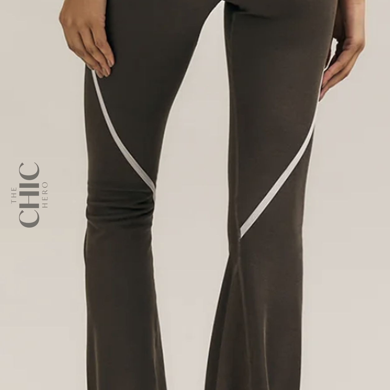 The Chic Hero Espresso Brown Panelled Kick-Flare Leggings – Surge front product image
