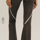 The Chic Hero Espresso Brown Panelled Kick-Flare Leggings – Surge front product image
