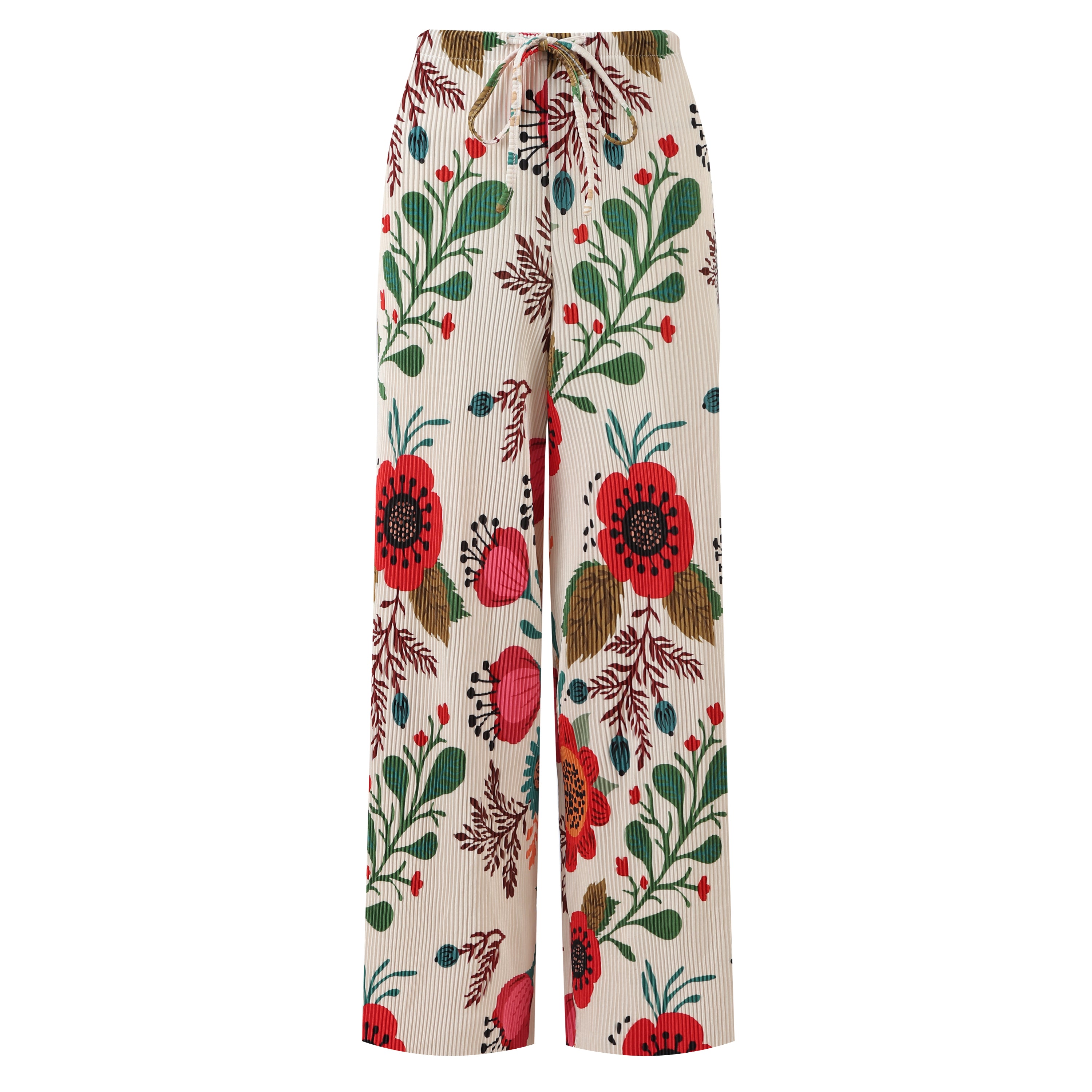 Flower Floral Print Abstract Print Wide-Leg Drawstring