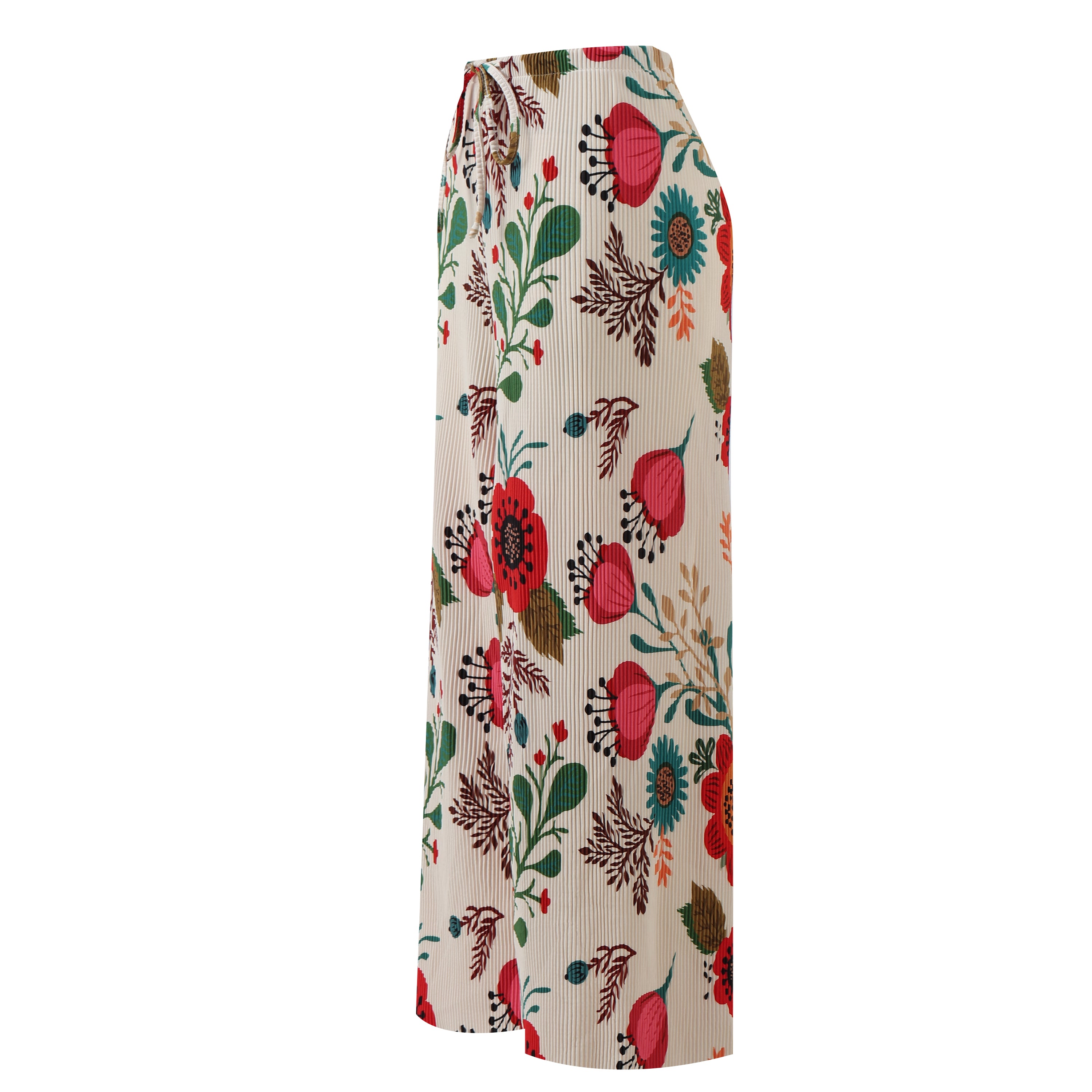 Flower Floral Print Abstract Print Wide-Leg Drawstring