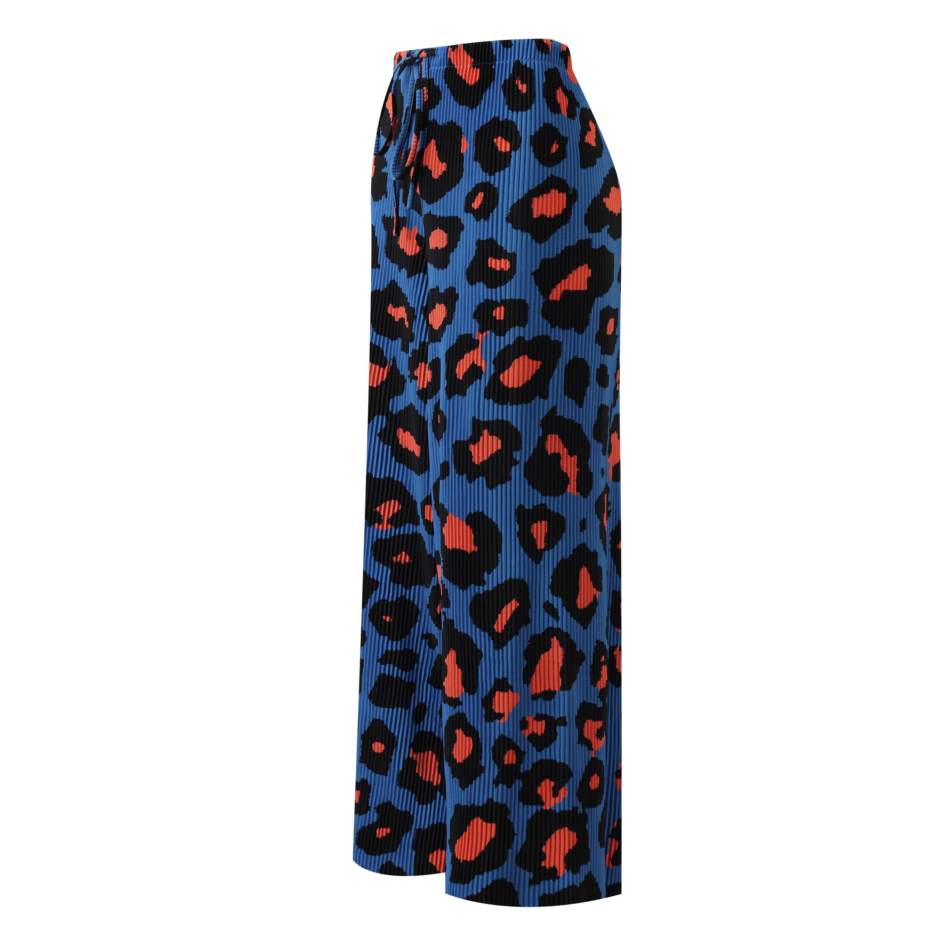 Blue Leopard Abstract Wide-Leg Palazzo Pants | TheChichero