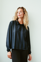 Black Stripe-Detail Long-Sleeve Polo – Striker – view 07