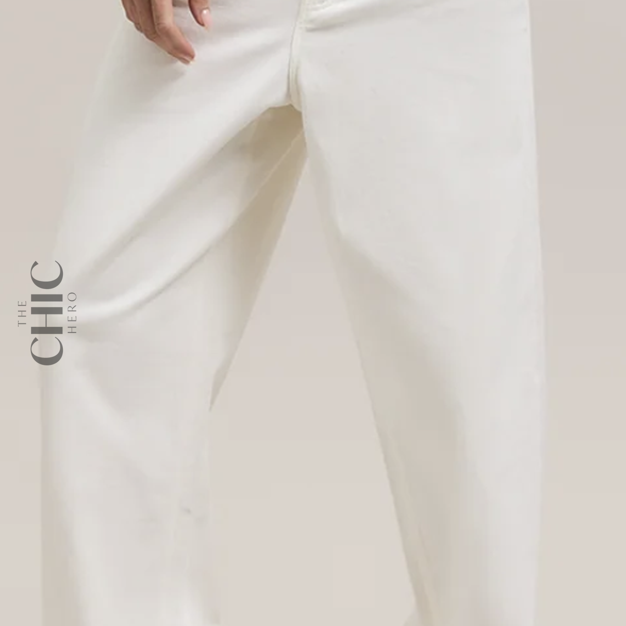 The Chic Hero Cream Tailored Wide-Leg Trousers – Torque front product image