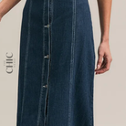 The Chic Hero Navy Fitted Sleeveless Denim Dress – Pivot front product image