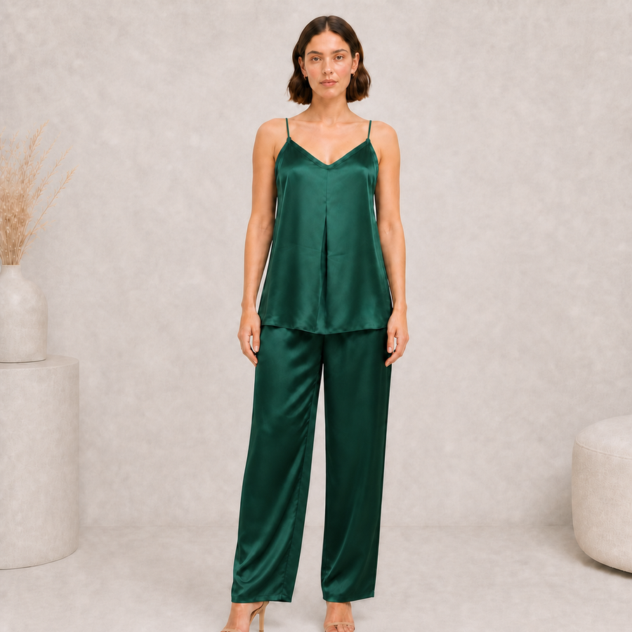 Fluid Satin Touch Cami & Drawstring Trouser Set