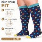 Multicolour Polka Dot Wide-Calf Graduated Compression Socks 15–24 mmHg – 2XL–7XL – how to measure