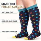 Multicolour Polka Dot Wide-Calf Graduated Compression Socks 15–24 mmHg – 2XL–7XL – features