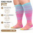 Blue & Pink Fine-Line Wide-Calf Graduated Compression Socks 15–24 mmHg – 2XL–7XL – how to measure