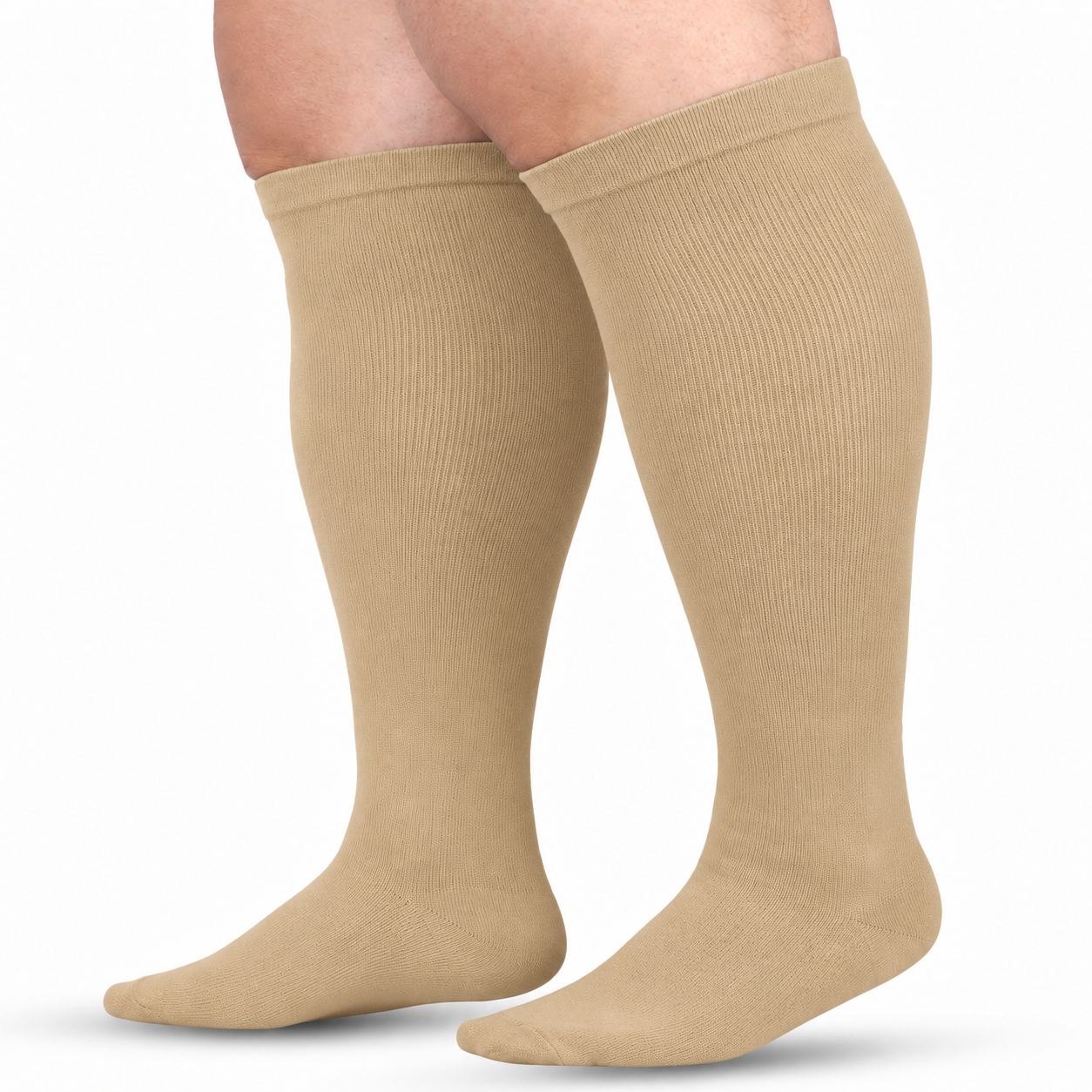Nude Wide-Calf Graduated Compression Socks 15–24 mmHg – 2XL–7XL – white background model view
