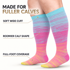 Blue & Pink Fine-Line Wide-Calf Graduated Compression Socks 15–24 mmHg – 2XL–7XL – features
