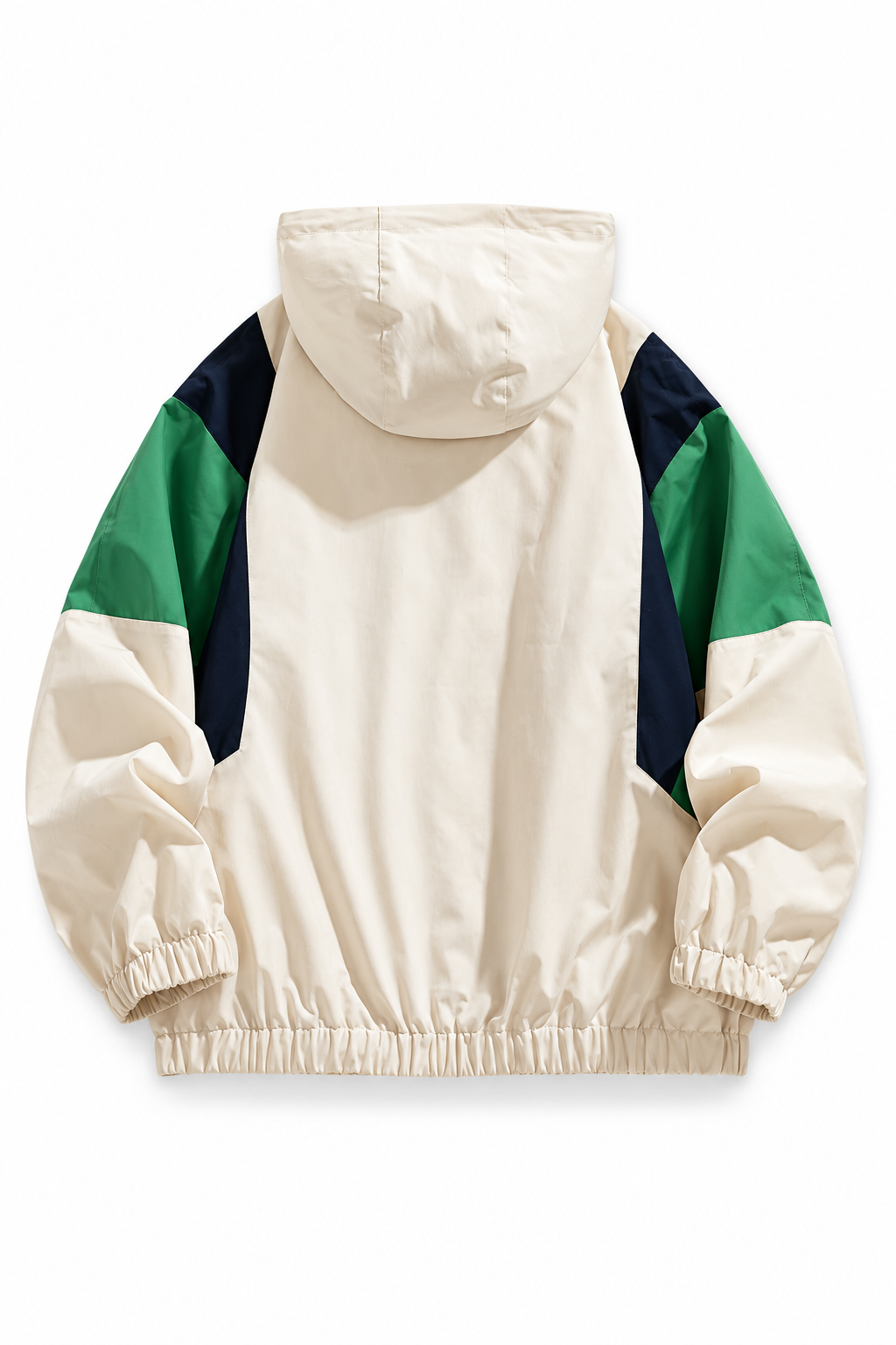 Plus size colour-block hooded jacket in Khaki, back view