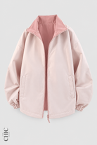 Pink and Dusty Rose unisex reversible oversized windproof jacket, front product view.