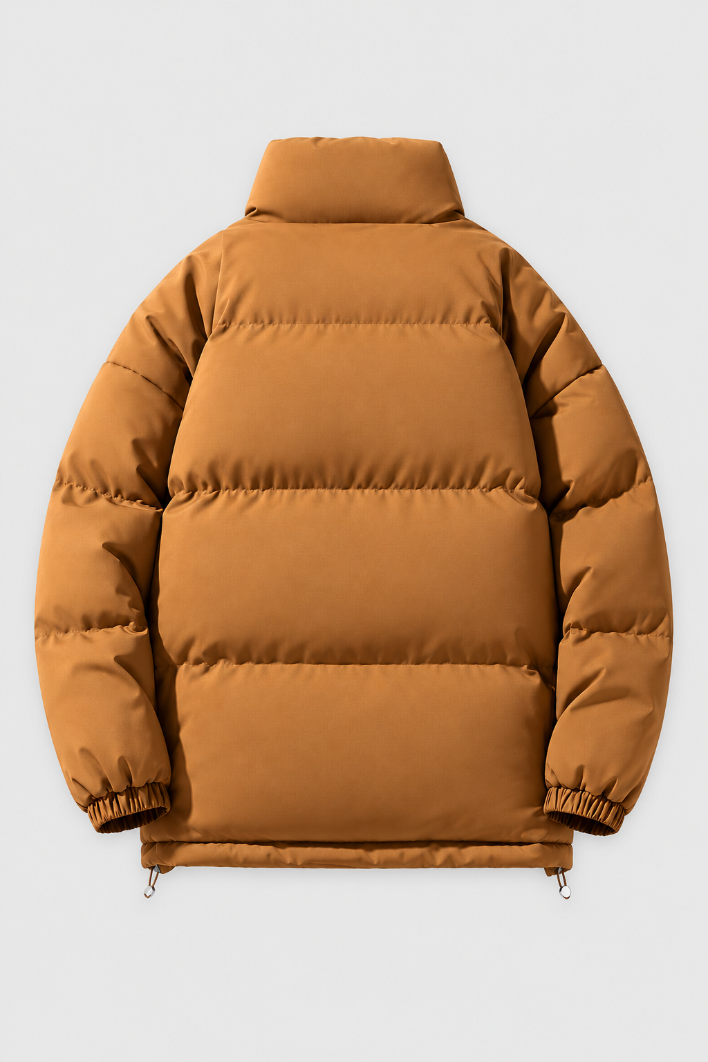 Unisex oversized sage green stand collar padded winter jacket, back view