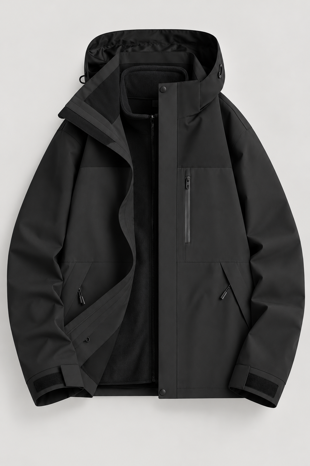 Plus size 3-in-1 jacket in Obsidian Black – product view