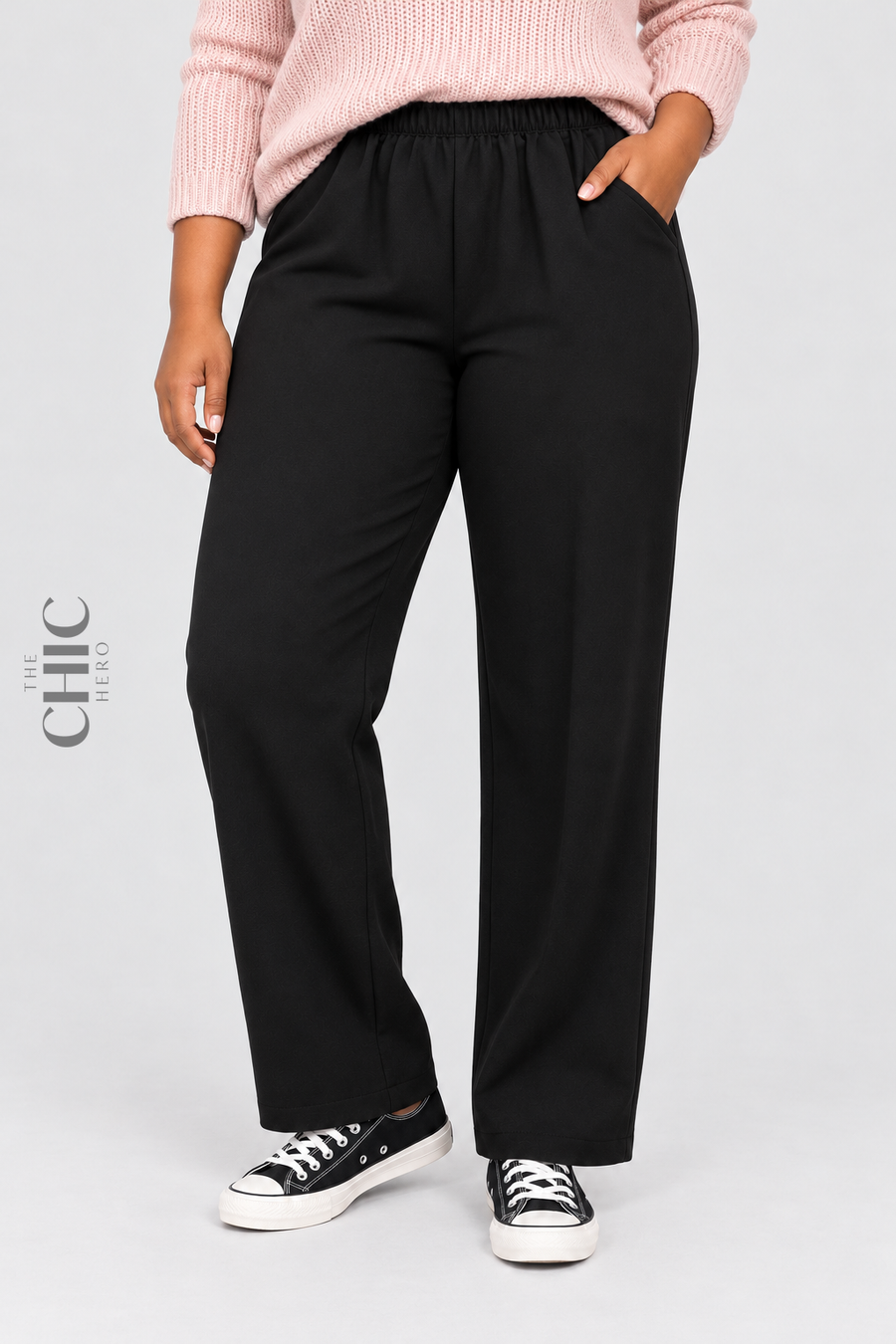 High-Stretch Pull-On Straight-Leg Trousers