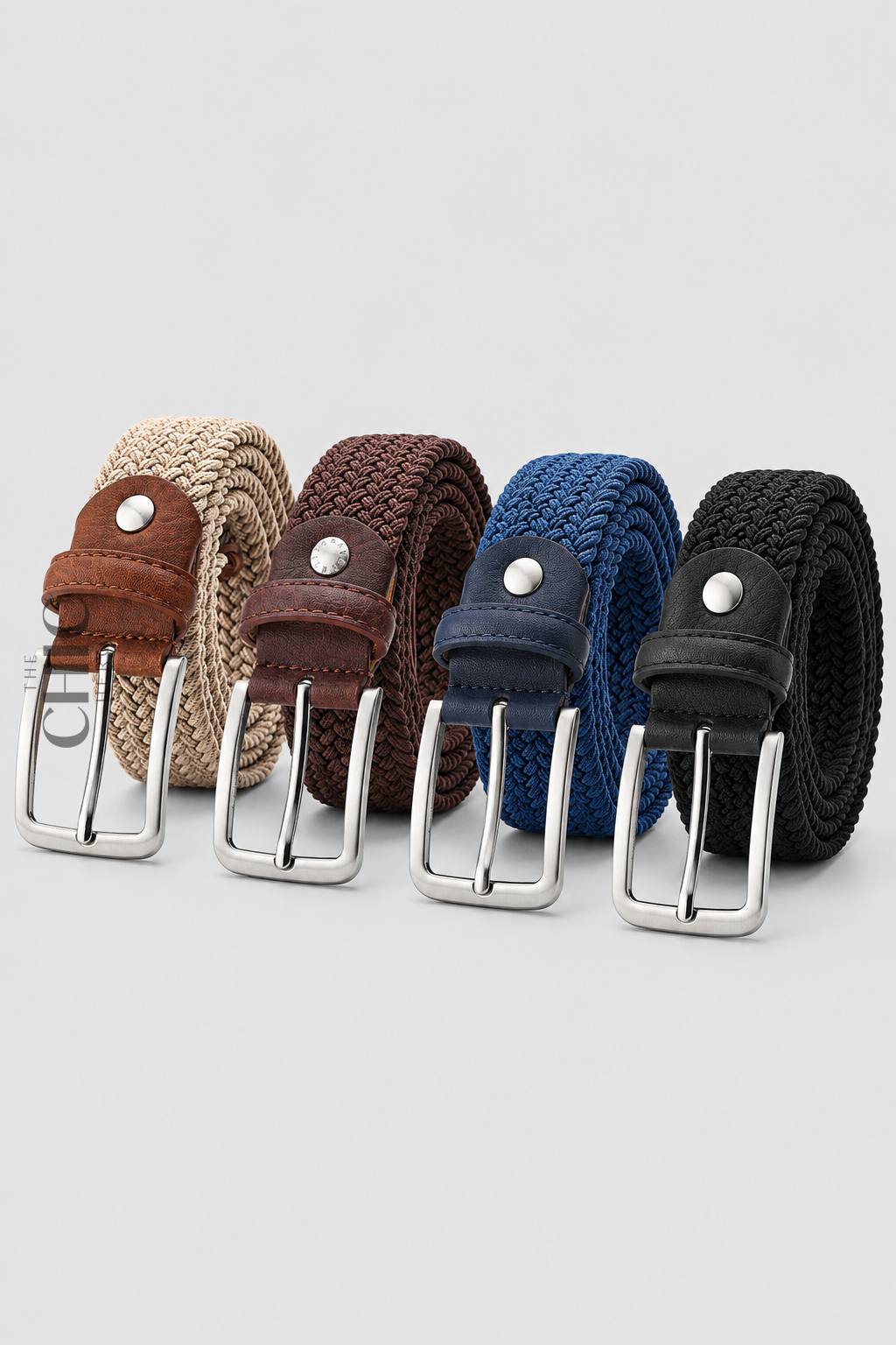 The Chic Hero unisex casual braided belt in Beige, Deep Brown, Blue and Black