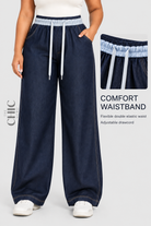 Double elastic comfort waistband with adjustable drawcord