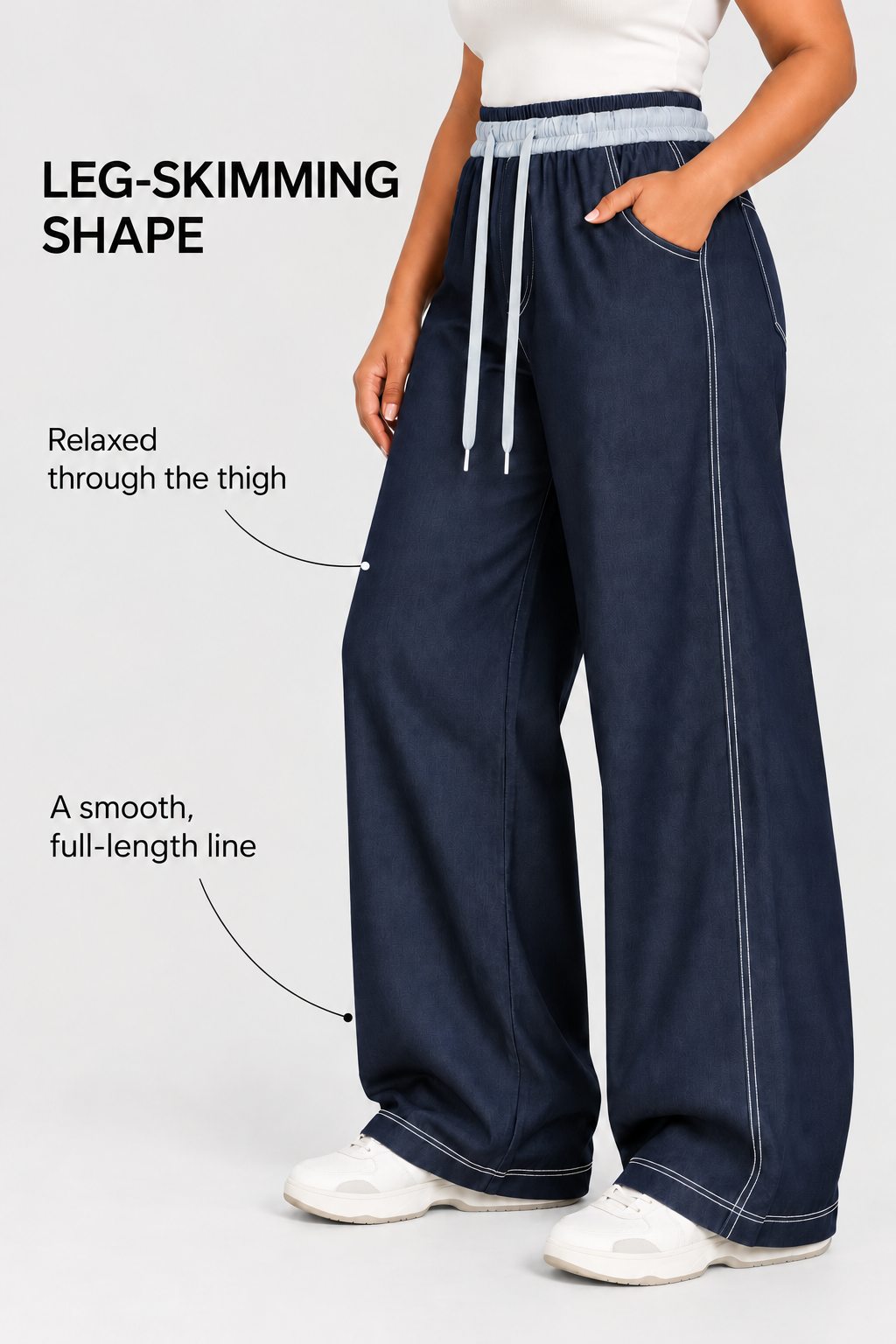Leg-skimming wide-leg shape with a smooth full-length line