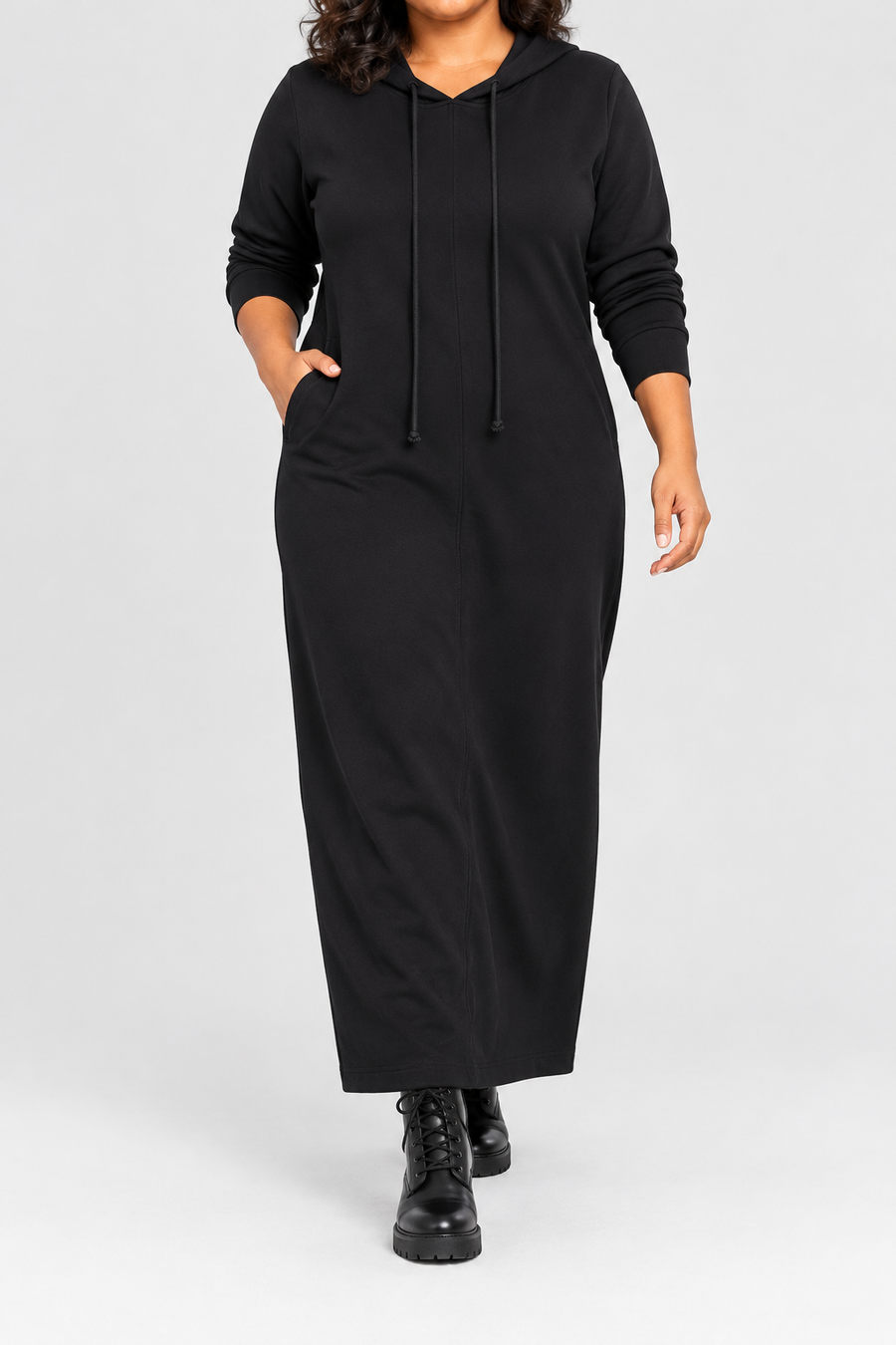 Plus Size Hooded Maxi Sweatshirt Dress
