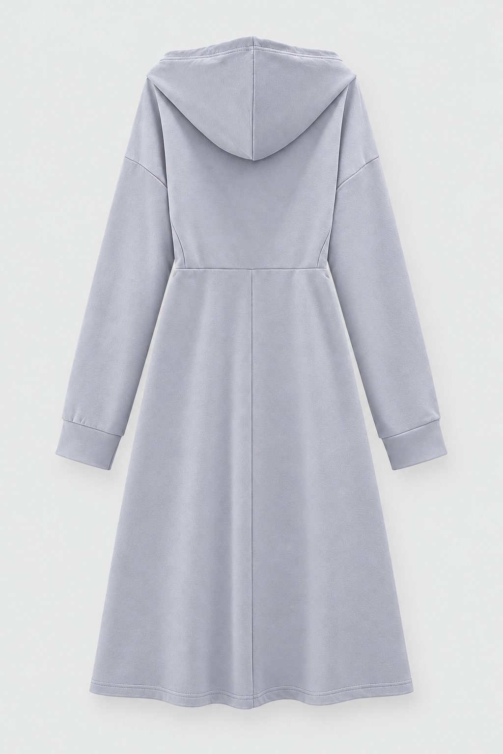 Grey Blue half-zip hooded sweatshirt dress back product view