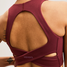 The Chic Hero Burgundy Cutout-Back Sports Bra – Sculpt front product image