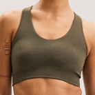 The Chic Hero Moss Green Scoop-Neck Sports Bra – Sculpt front product image