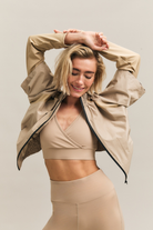 Cream Gathered-Hem Zip Jacket – Pace – view 05