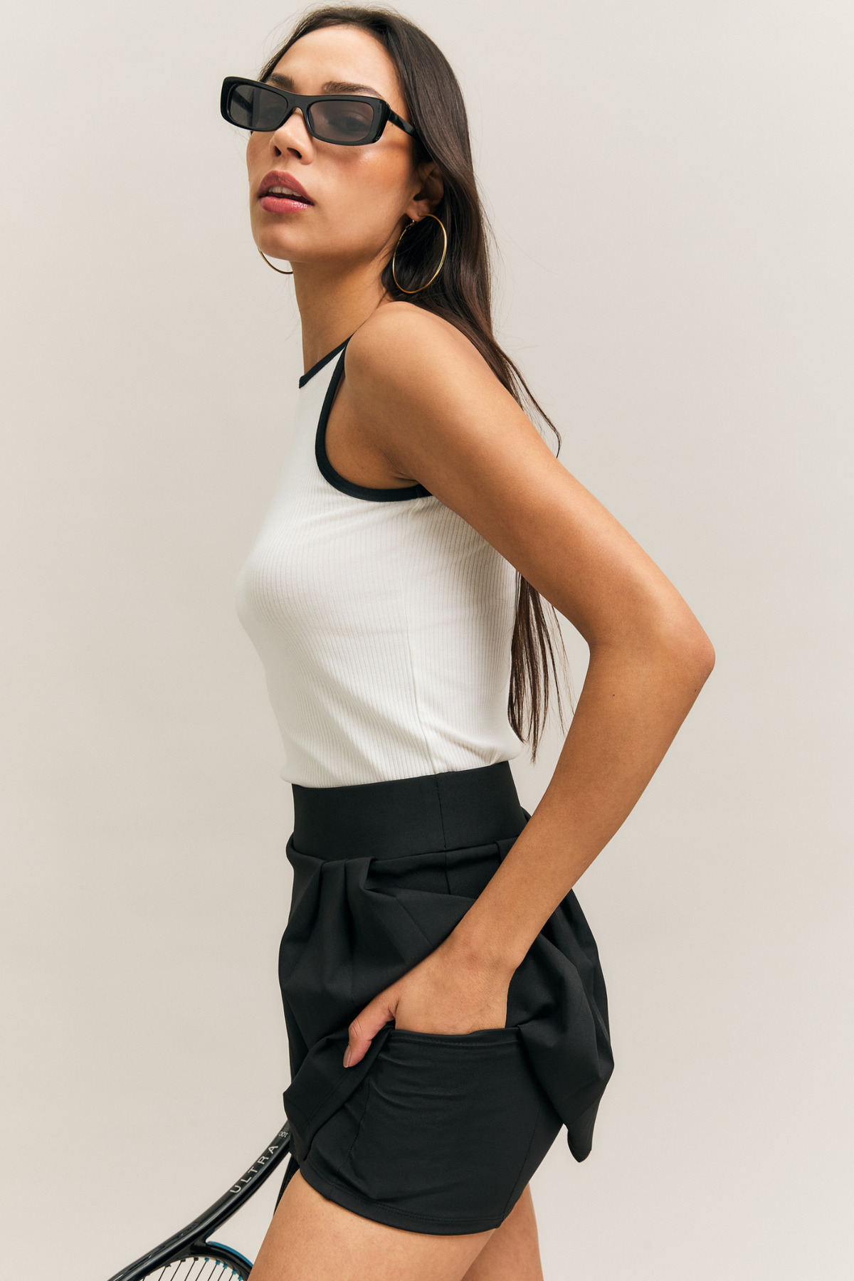 Black High-Waist Pleated Tennis Skirt – view 01