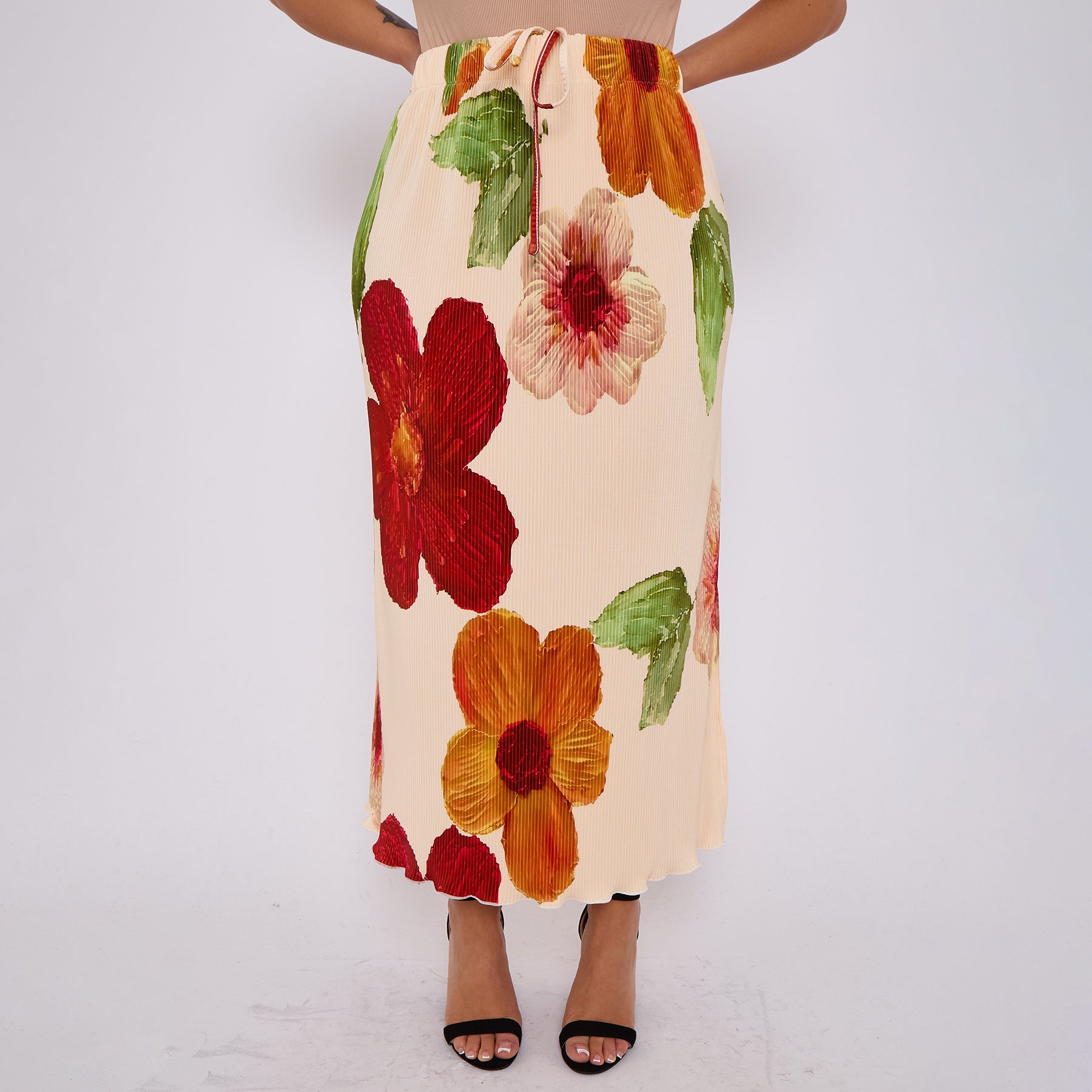 Abstract Floral Pleated Skirt | TheChichero