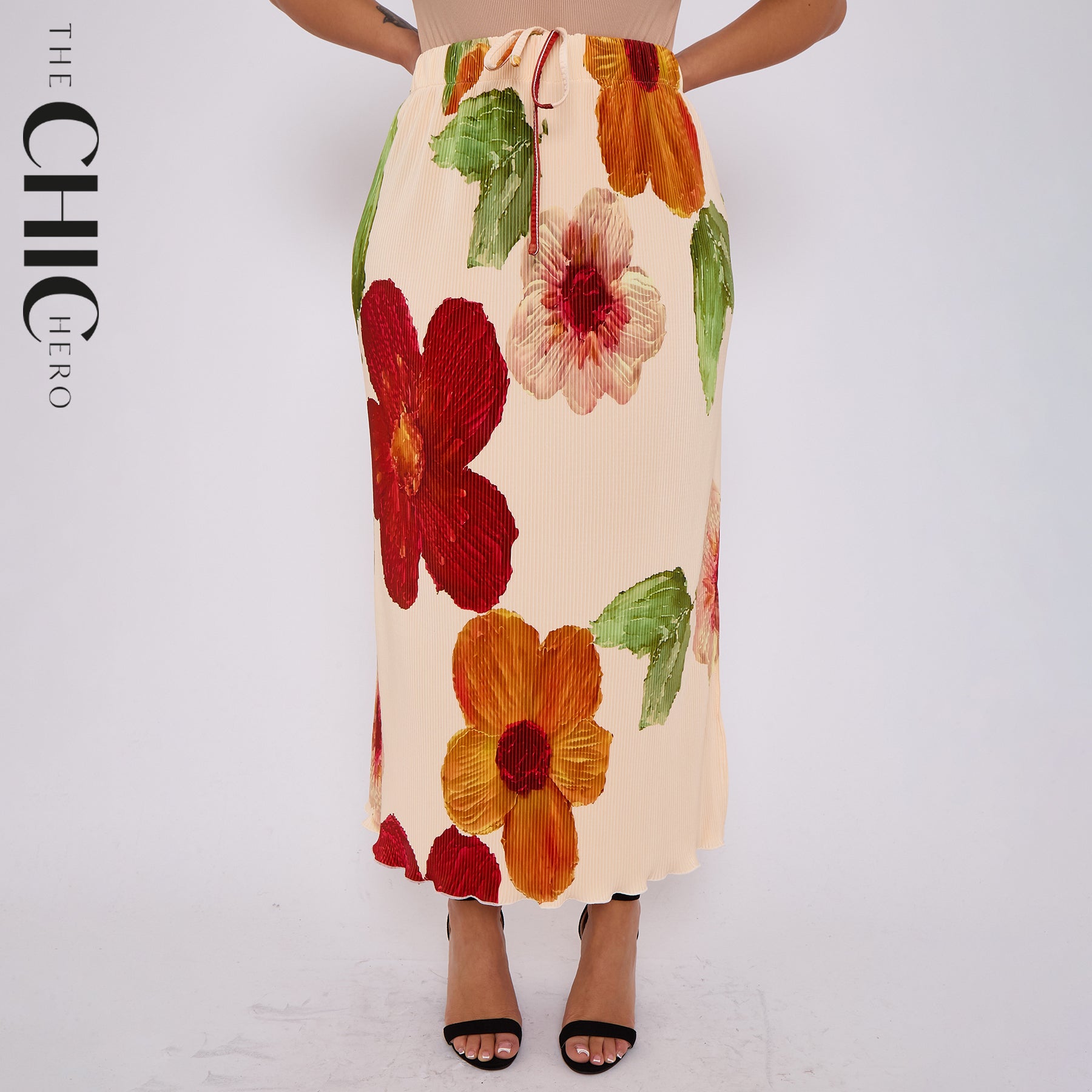Abstract Floral Pleated Skirt | TheChichero