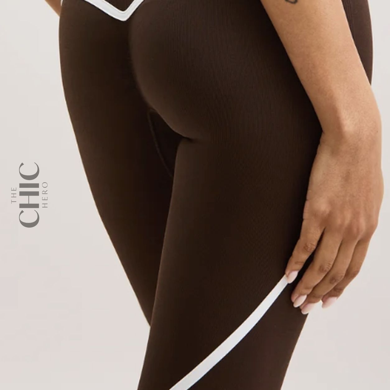 The Chic Hero Espresso Brown Panelled Sculpt Leggings – Flex front product image